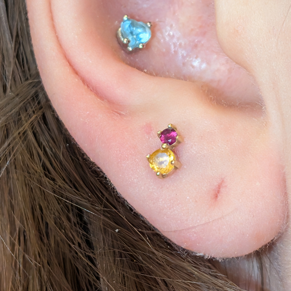 14k YG Citrine & Orange Sapphire threadless end
